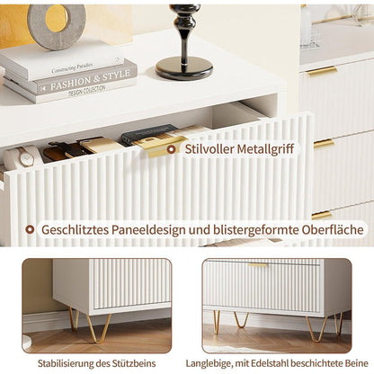 Kommode mit 4 Schubladen | Weiß, Modern & Robust