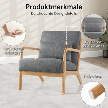 Moderner Akzent Sessel mit Kissen – Dunkelgrau