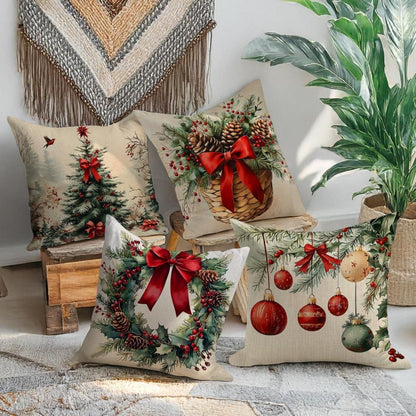 Weihnachtskissenbezüge 4er Set 45x45 cm - Winterdeko