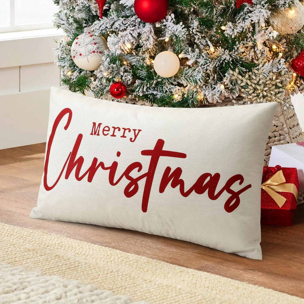 Weihnachtlicher Kissenbezug Rot Merry Christmas 40x60 cm