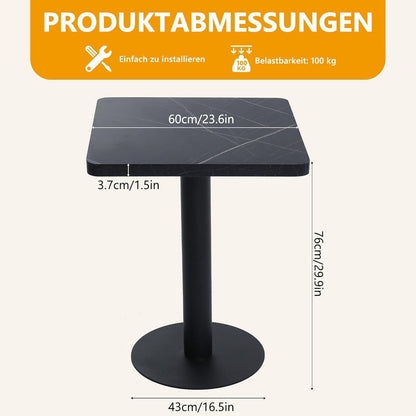 Mingone Esszimmertisch 60x60 Schwarz Marmoroptik
