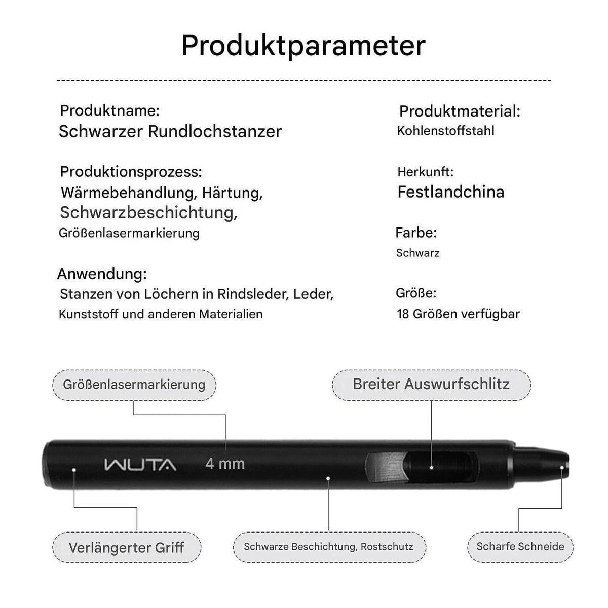 Leder Lochstanzer Set 15-teilig – 0,5-15mm für Lederarbeiten