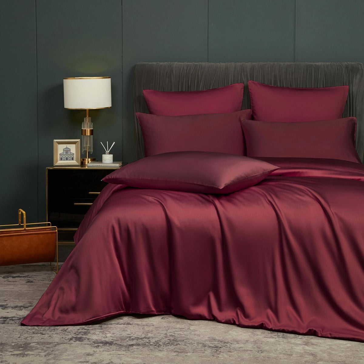 Bambus Bettwäsche Set 135x200cm Rot – 4-teilig, Atmungsaktiv & Luxuriös
