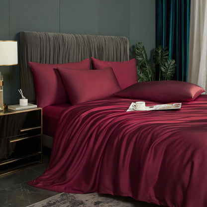 Bambus Bettwäsche Set 135x200cm Rot – 4-teilig, Atmungsaktiv & Luxuriös