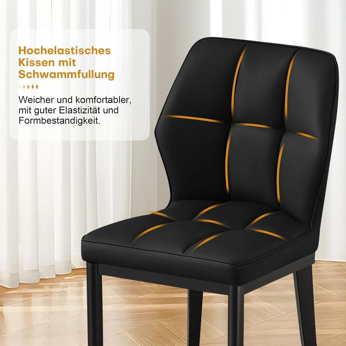 Esszimmerstühle 6er Set, Schwarz in Lederoptik