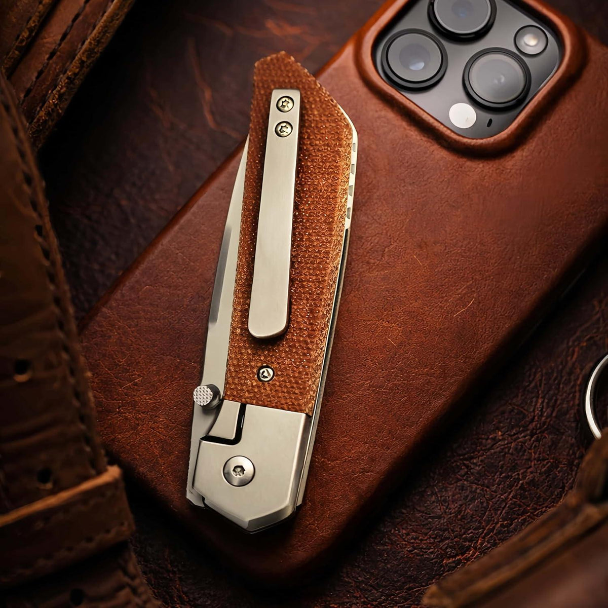 EDC Klappmesser D2 Stahl – Micarta Griff, Robustes Outdoor Messer