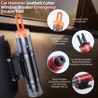 2x Auto Notfallhammer mit Gurtschneider & Testglas