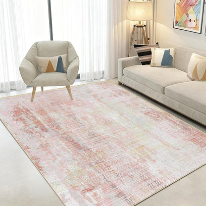 Altrosa Vintage Teppich 160x230cm – Weicher Kurzflor & Abstraktes Design