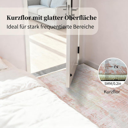 Altrosa Vintage Teppich 160x230cm – Weicher Kurzflor & Abstraktes Design
