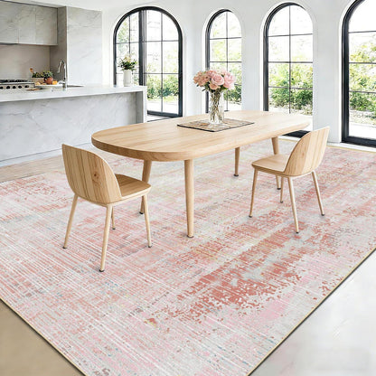Altrosa Vintage Teppich 160x230cm – Weicher Kurzflor & Abstraktes Design