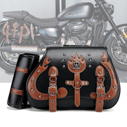 Motorrad Satteltasche 30L Wasserdicht mit Flaschenhalter in Lederoptik