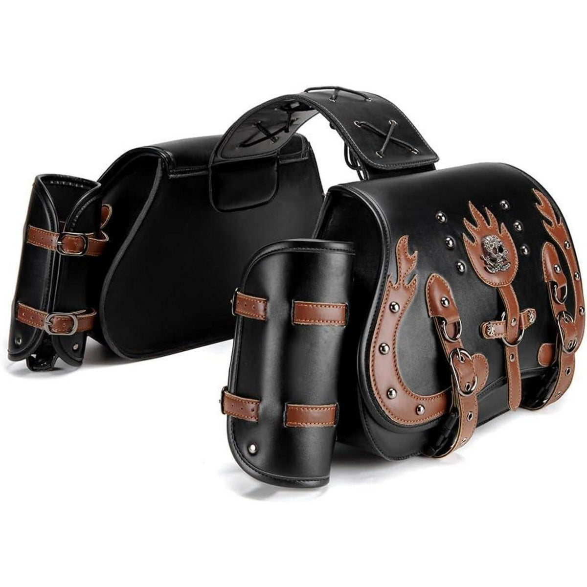 Motorrad Satteltasche 30L Wasserdicht mit Flaschenhalter in Lederoptik