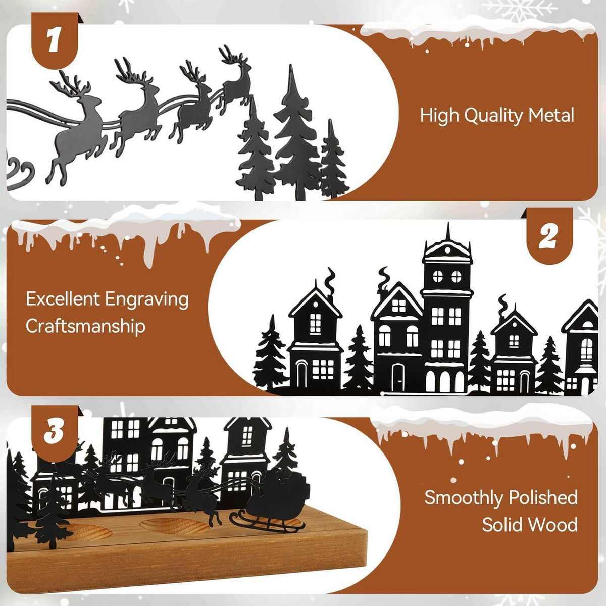 Adventskranz Metall mit Holz für 4 Teelichter, Weihnachtsdeko