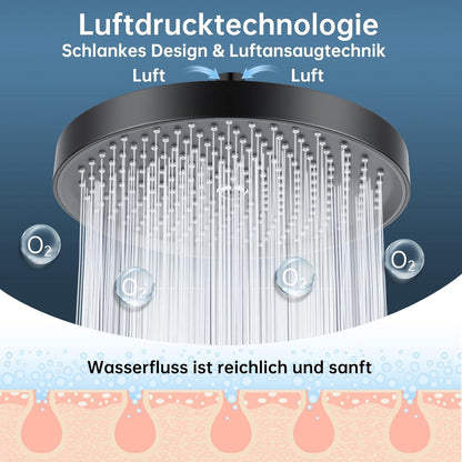 10 Zoll Regendusche mit Anti-Kalk-Düsen Schwarz