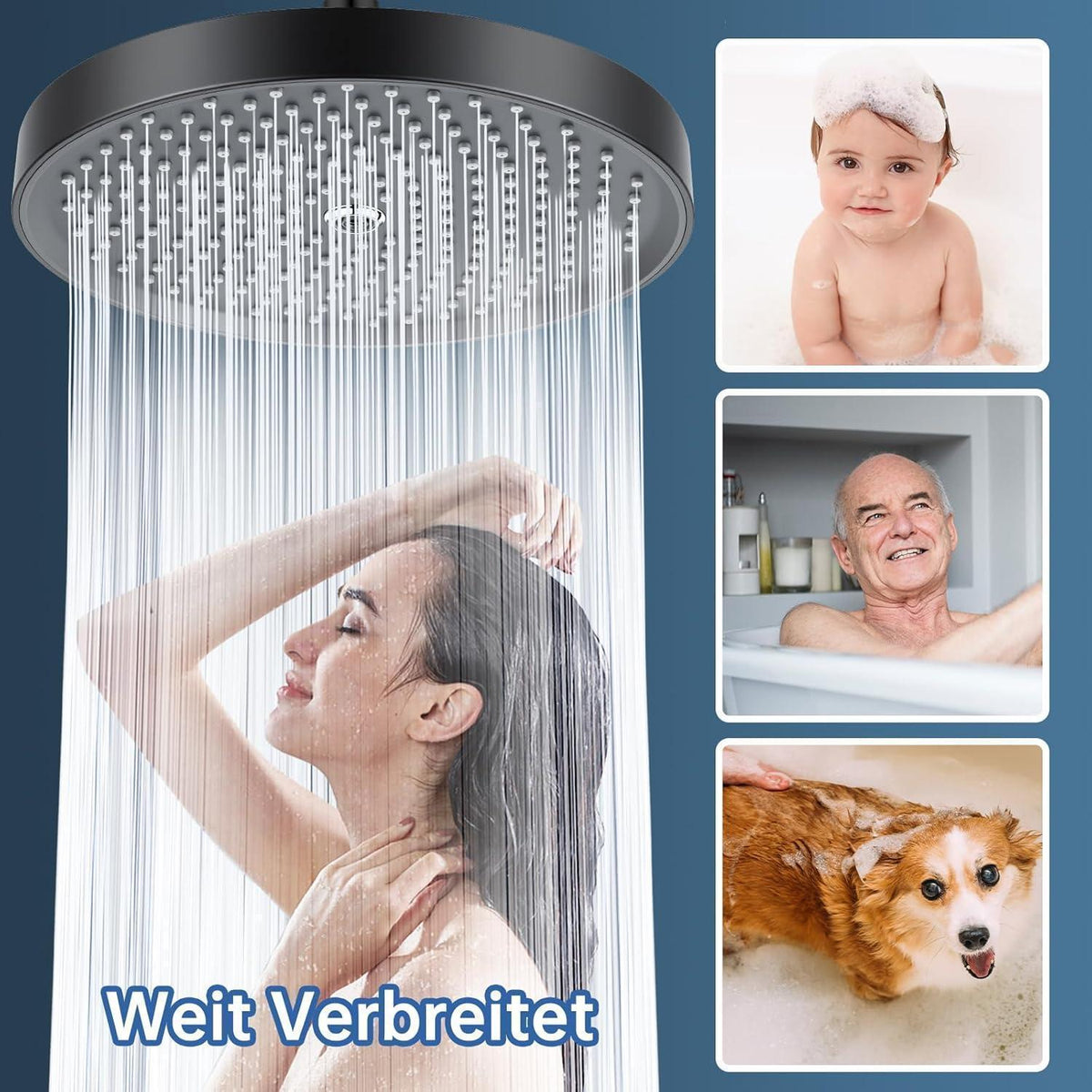 10 Zoll Regendusche mit Anti-Kalk-Düsen Schwarz