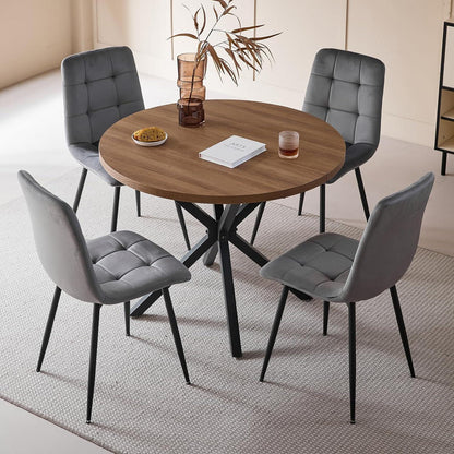 8er-Set Esszimmerstühle Samt Schwarz – Bequeme Moderne