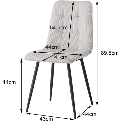 6er-Set Nordische Esszimmerstühle, Hellgrau, Bequemer Cord-Stuhl