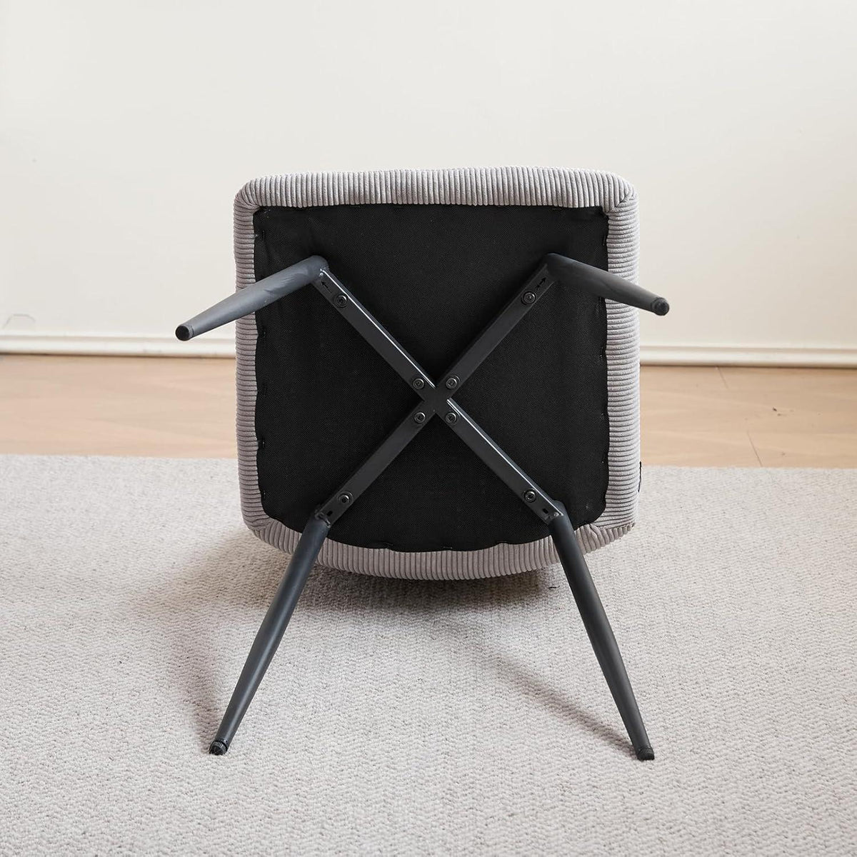6er-Set Nordische Esszimmerstühle, Hellgrau, Bequemer Cord-Stuhl