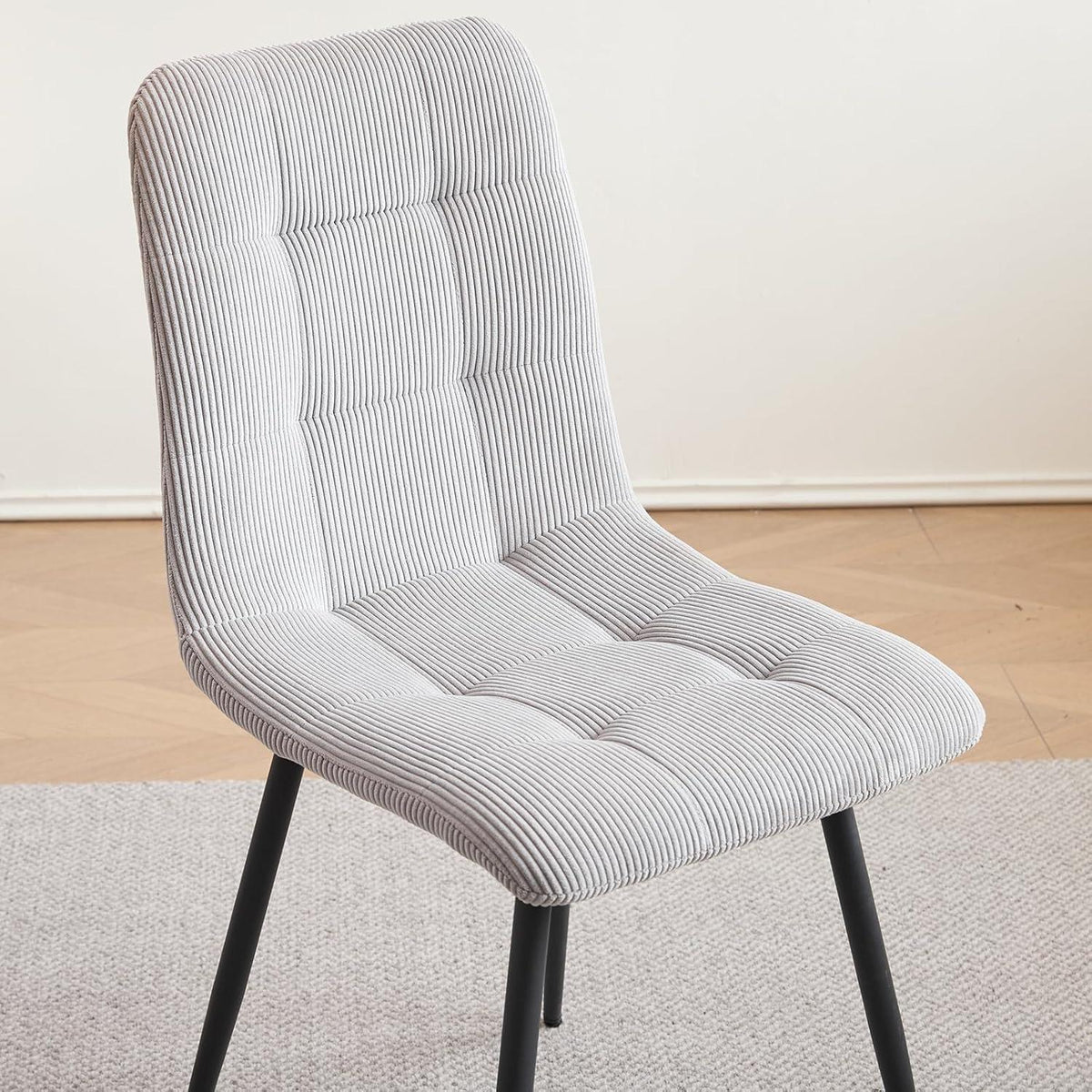 6er-Set Nordische Esszimmerstühle, Hellgrau, Bequemer Cord-Stuhl