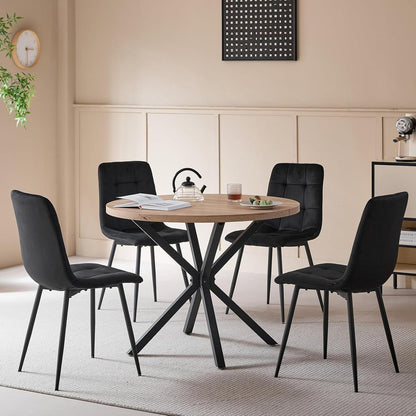 4er-Set Esszimmerstühle Samt Schwarz – Modern & Bequem