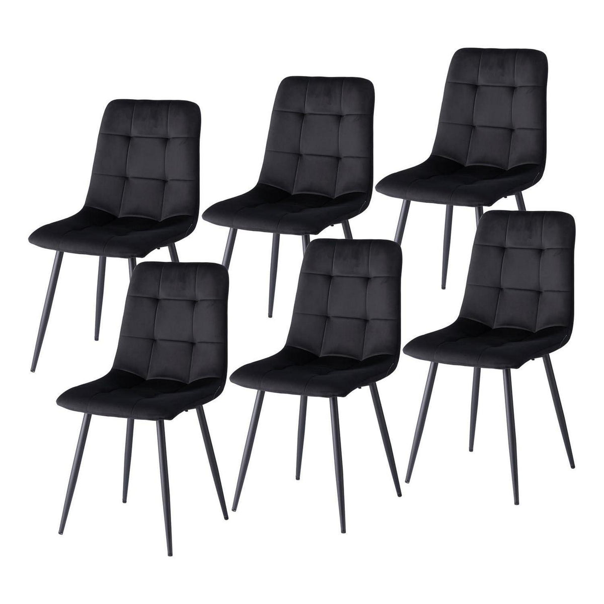 6er-Set Esszimmerstühle Samt Schwarz – Modern & Bequem