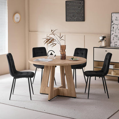 6er-Set Esszimmerstühle Samt Schwarz – Modern & Bequem