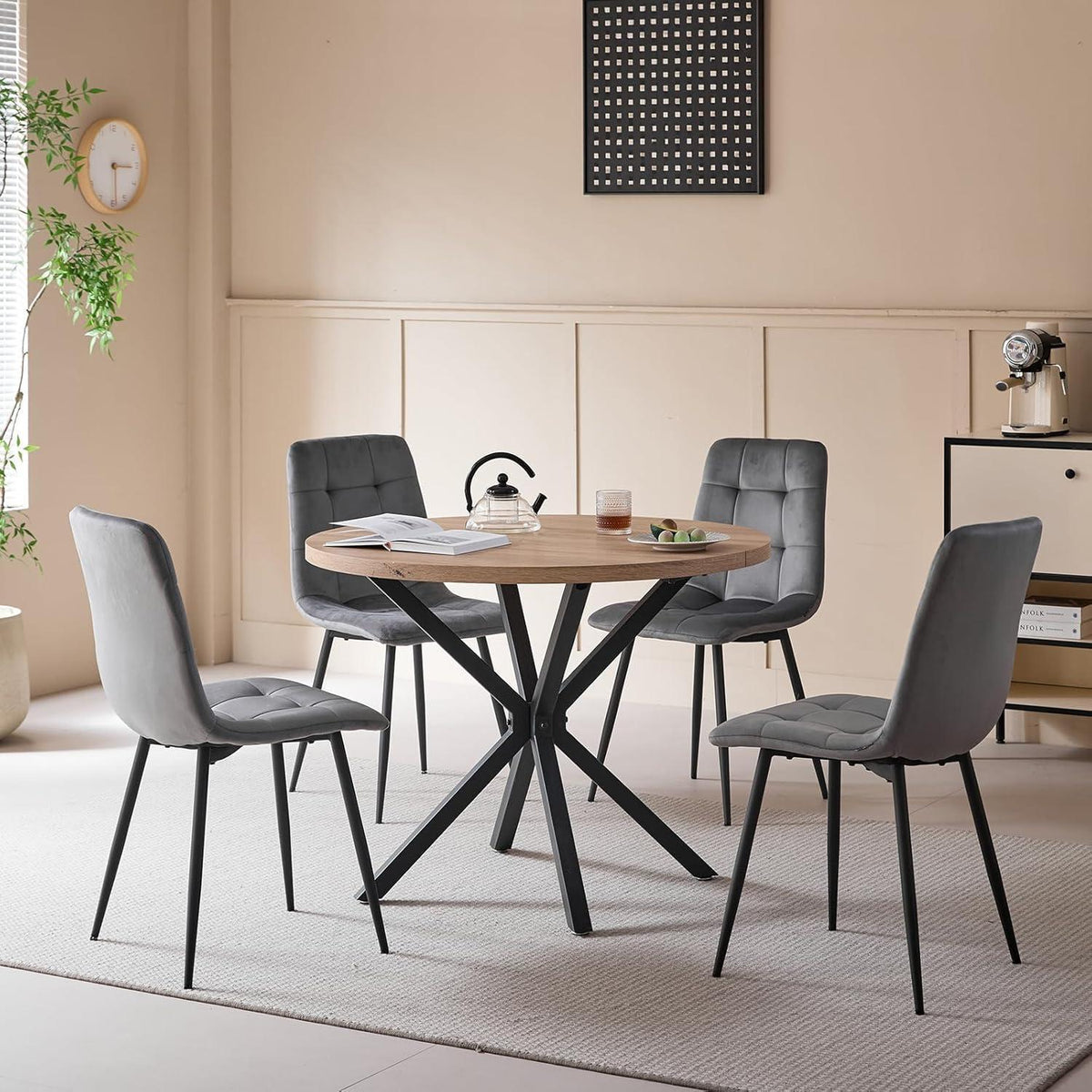 6er-Set Esszimmerstühle Samt Schwarz – Modern & Bequem