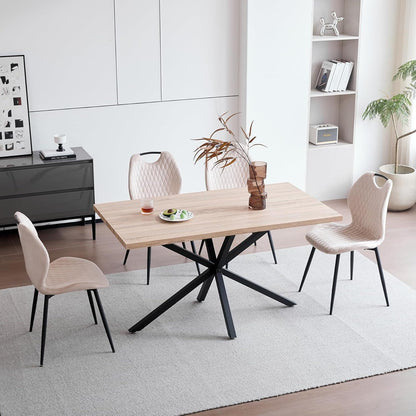 Beige Esszimmerstühle 2er-Set mit Stoffbezug & Metallbeinen