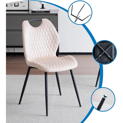 Beige Esszimmerstühle 2er-Set mit Stoffbezug & Metallbeinen