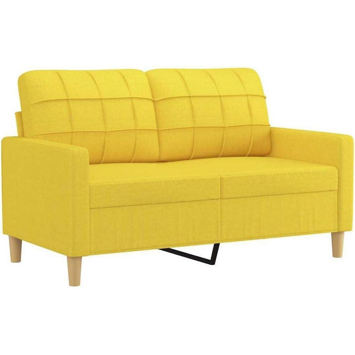 2-Sitzer Sofa Hellgelb – Bequemes Polstersofa mit Kissen