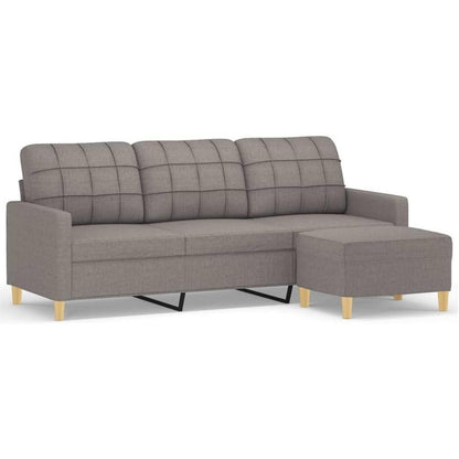 3-Sitzer Sofa mit Hocker, Taupe, 180 cm – Modern & Schlaffunktion
