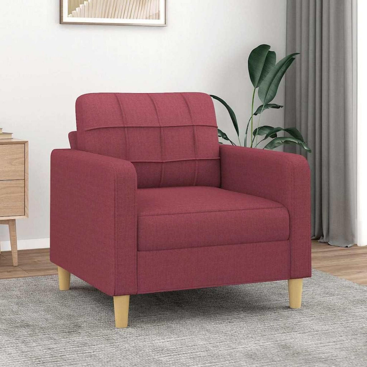 Bodensofa mit Pillow-Support – Weinrot 60x60 cm