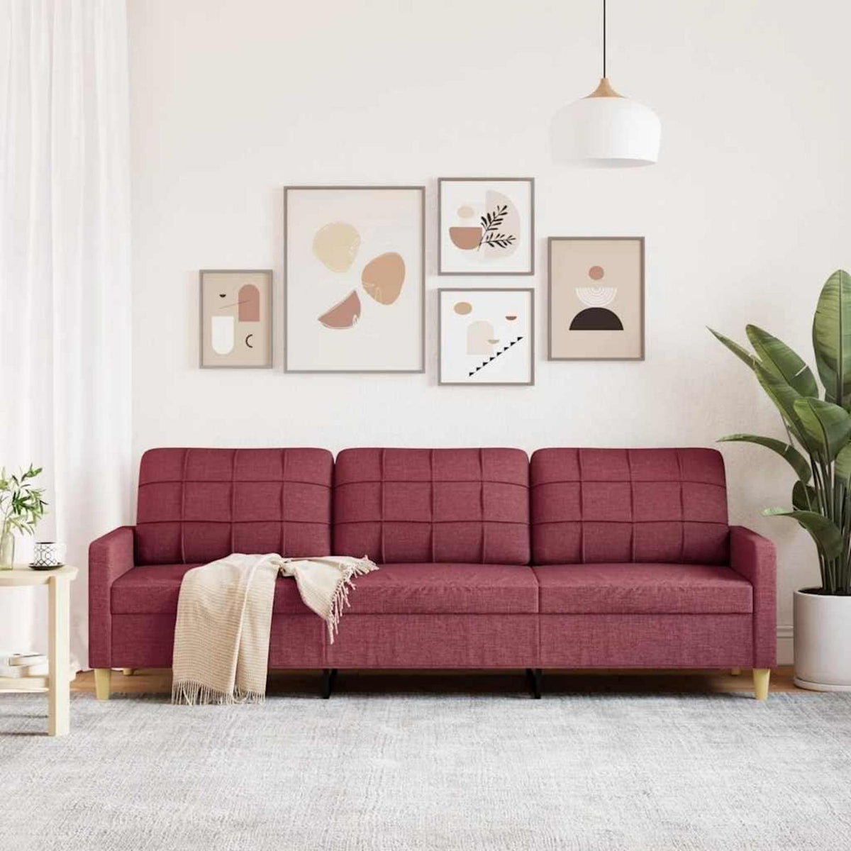 3-Sitzer Sofa Weinrot – Modernes Polstersofa mit Kissen