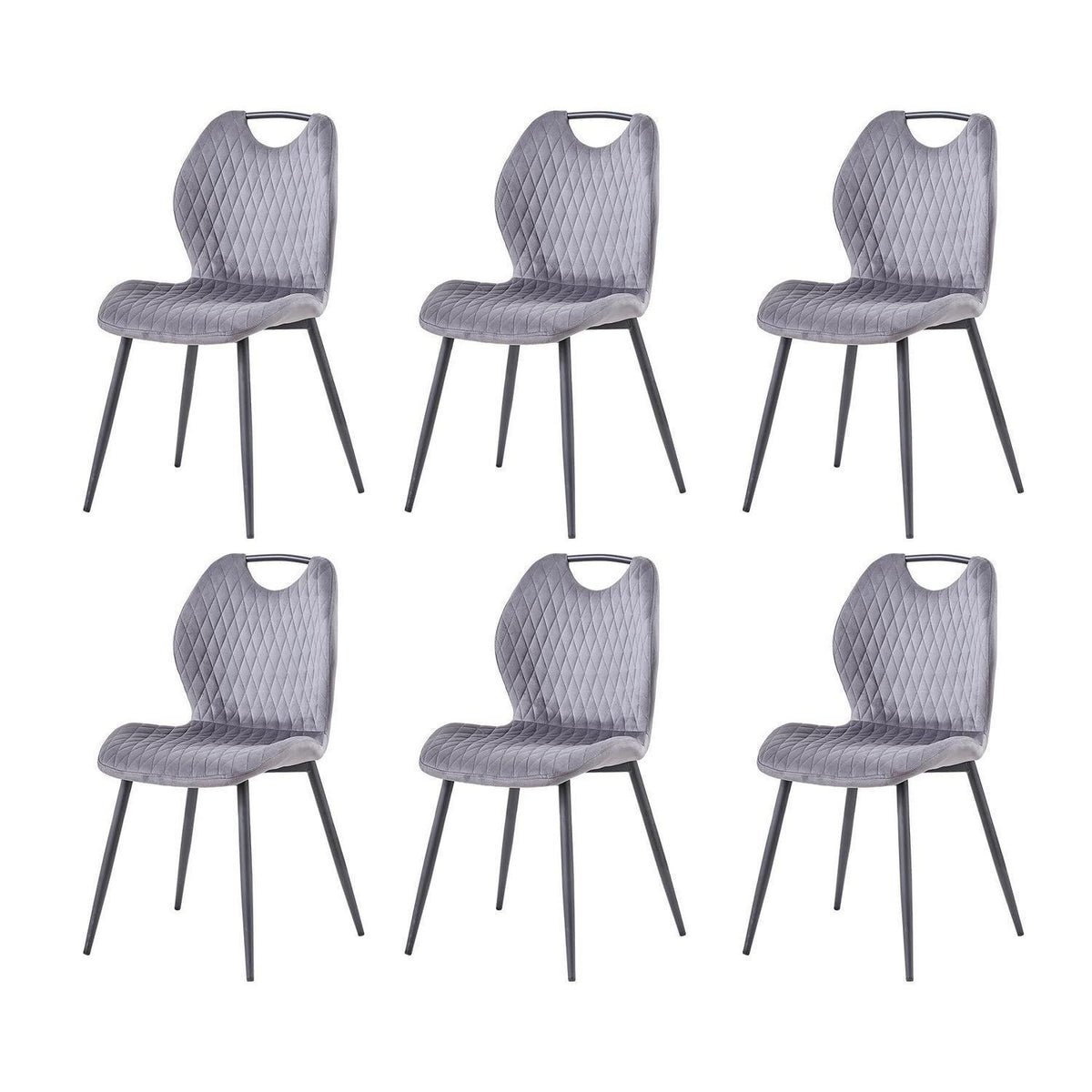 Esszimmerstühle Set 6 Grau – Bequeme Polsterstühle Küche Wohnzimmer