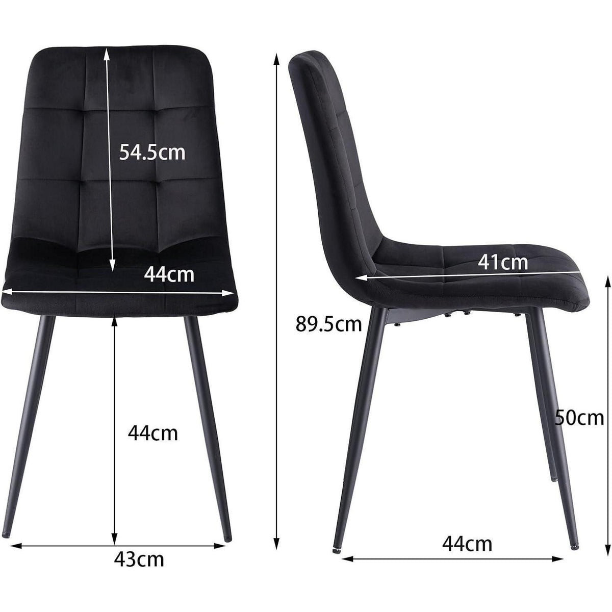8er-Set Esszimmerstühle Samt Schwarz – Bequeme Moderne