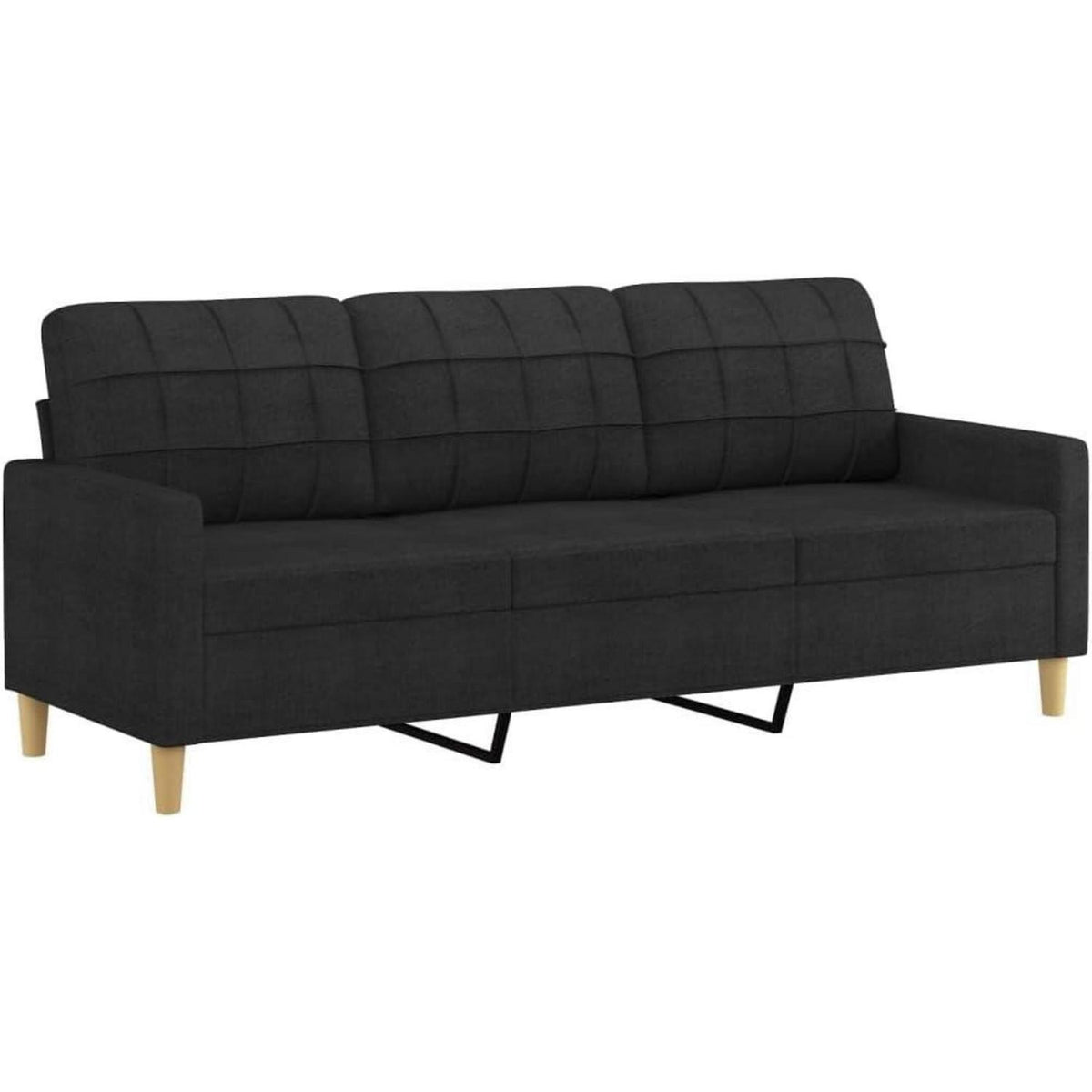 3-Sitzer Sofa mit Hocker & Schlaffunktion Schwarz 180cm
