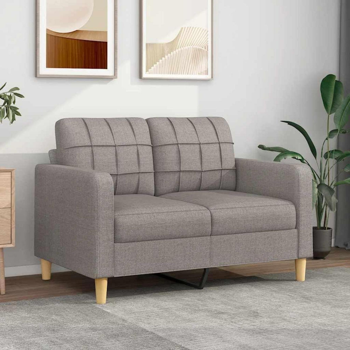 2-Sitzer Sofa mit Bettfunktion & Pillow-Armlehne, Taupe