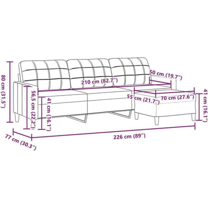 3-Sitzer Sofa mit Hocker & Schlaffunktion – Hellgrau 210cm