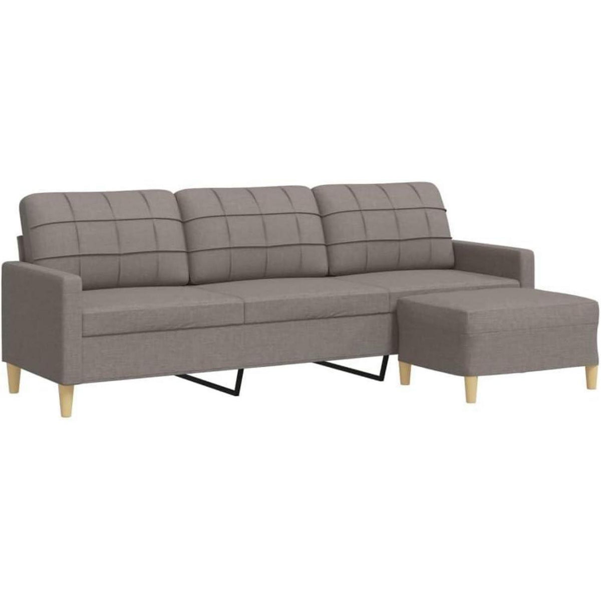 3-Sitzer Sofa mit Hocker, Taupe – Schlafsofa 210 cm