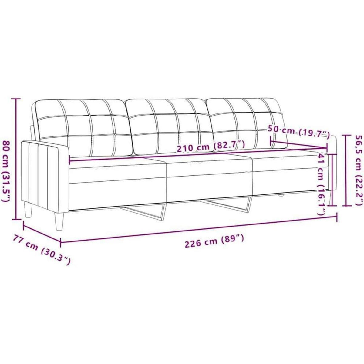 3-Sitzer Sofa Hellgelb – Modernes Polstersofa mit Kissen