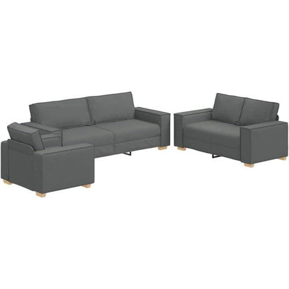 Graues Sofa-Set: 3-Sitzer, 2-Sitzer & Sessel