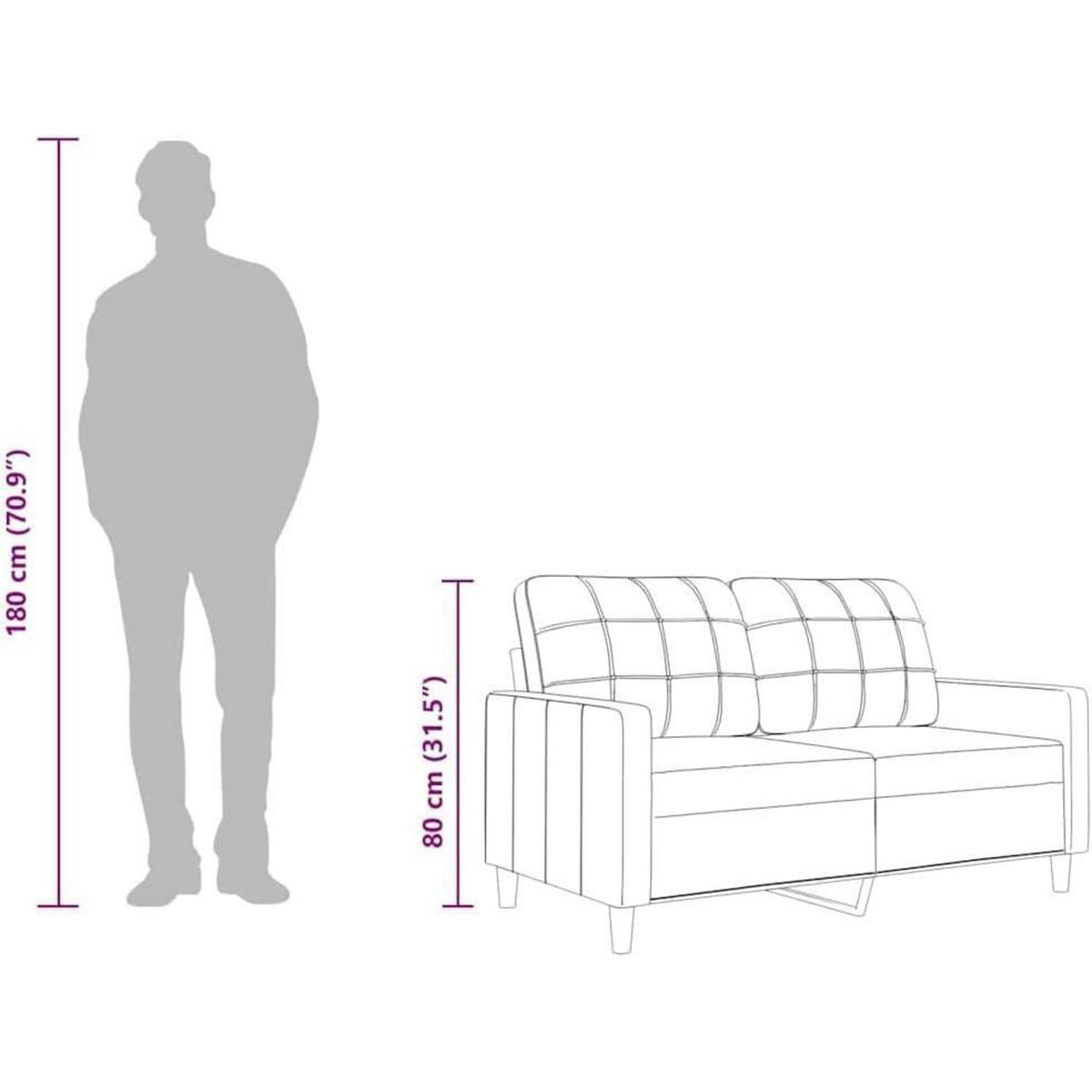 2-Sitzer Sofa Hellgelb – Bequemes Polstersofa mit Kissen