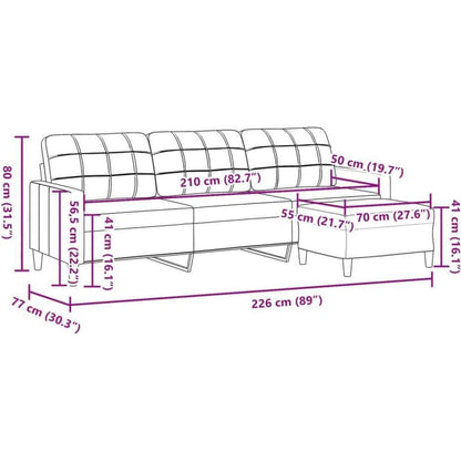 3-Sitzer Sofa Dunkelgrau mit Hocker & Schlaffunktion 210cm