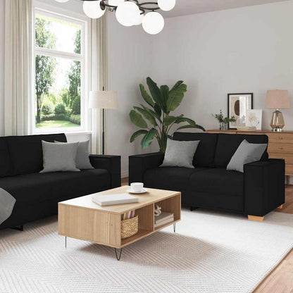 Schwarz Sofa Set: 2-Sitzer & 3-Sitzer Stoff Lounge
