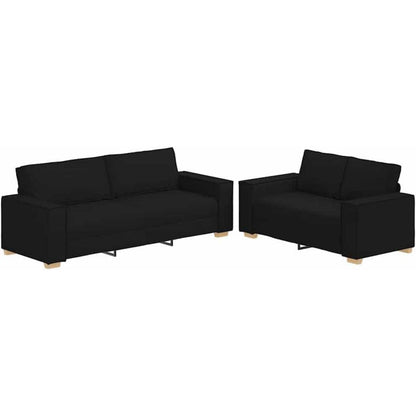 Schwarz Sofa Set: 2-Sitzer & 3-Sitzer Stoff Lounge