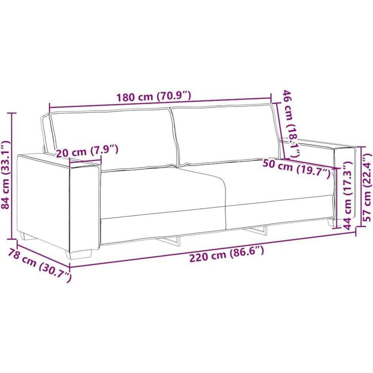 Schwarz Sofa Set: 2-Sitzer & 3-Sitzer Stoff Lounge