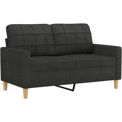2-Sitzer Sofa Schwarz – Bequemes Polstersofa mit Kissen