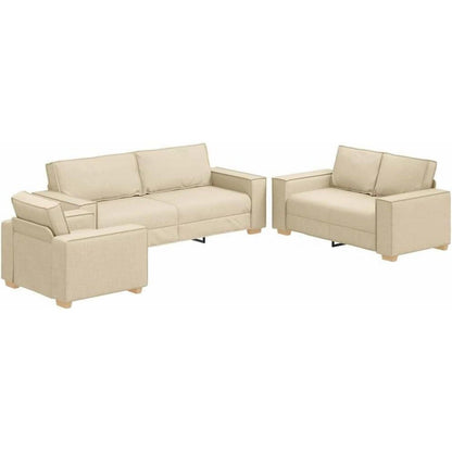 Cremefarbenes Sofa-Set: 3-Sitzer, 2-Sitzer & Sessel