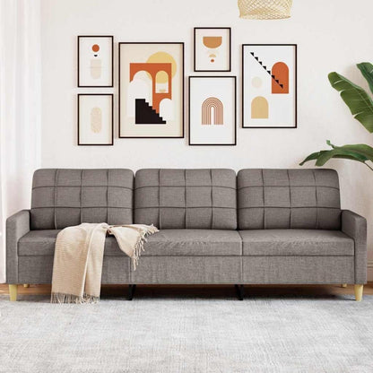 3-Sitzer Sofa Taupe – Bequemes Polstersofa 210 cm mit Kissen