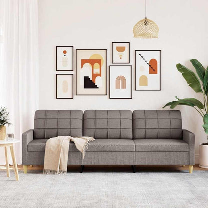 3-Sitzer Sofa Taupe – Bequemes Polstersofa 210 cm mit Kissen